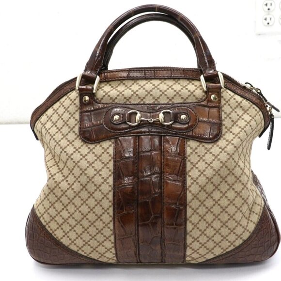Gucci Catherine Medium Tote Diamante Canvas Leather Brown - Picture 1 of 16